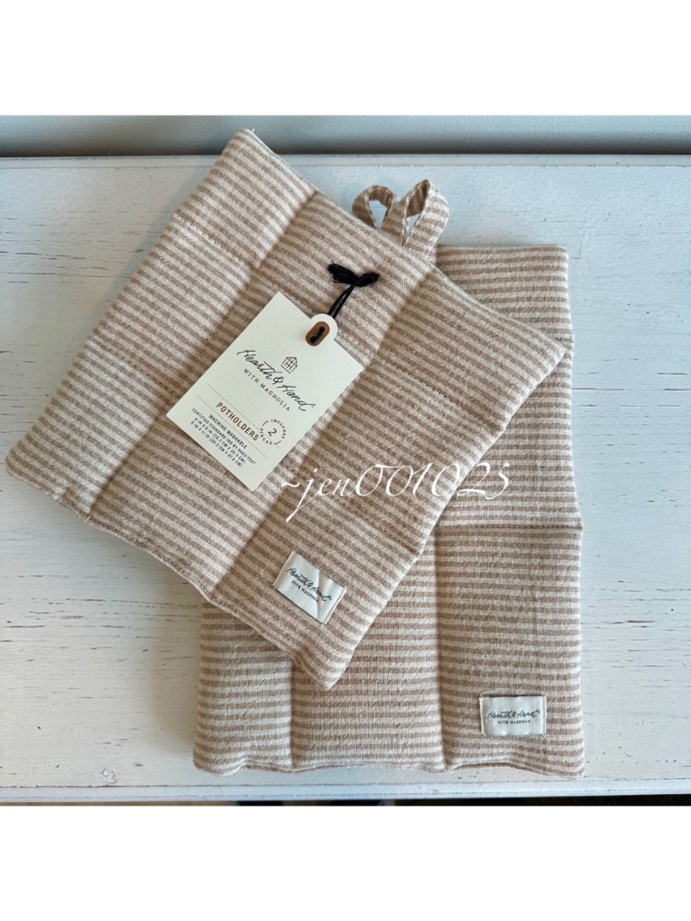 2pc Striped Potholder Set Natural Stripe - Hearth & Hand Magnolia - Picture 4 of 6